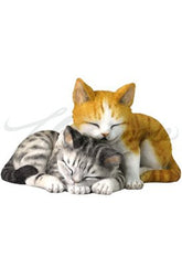 5.13 Inch Sleeping Tabby Kittens Decorative Figurine, Orange and Gray